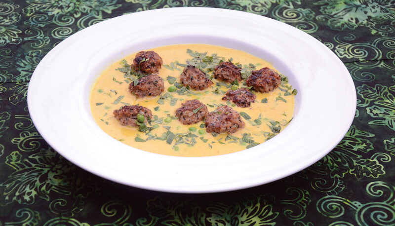 Lamb Meatball Soup Recipe with Peas and Mint